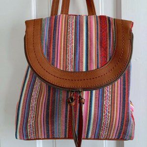 T-Shirt And Jeans Stripe Multi-Color Backpack